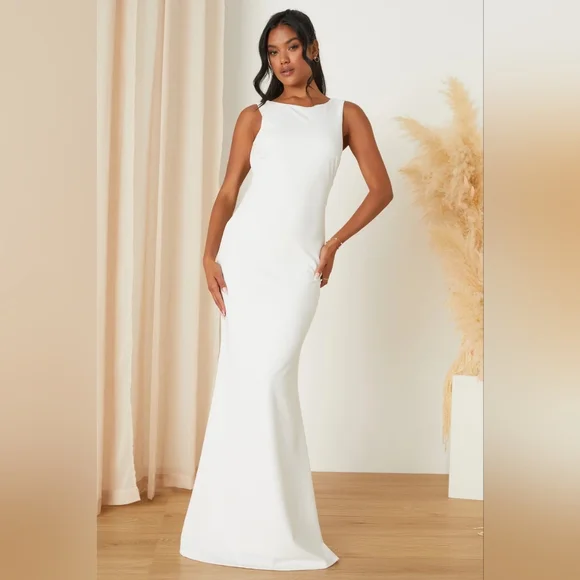 Love In Your Eyes Ivory Knotted Mermaid Maxi Dress - Picture 3 of 9